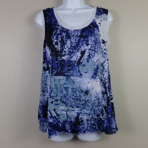 Simply Vera Vera Wang Purple and Blue Sleeveless Crinkle Tank Top Size Small